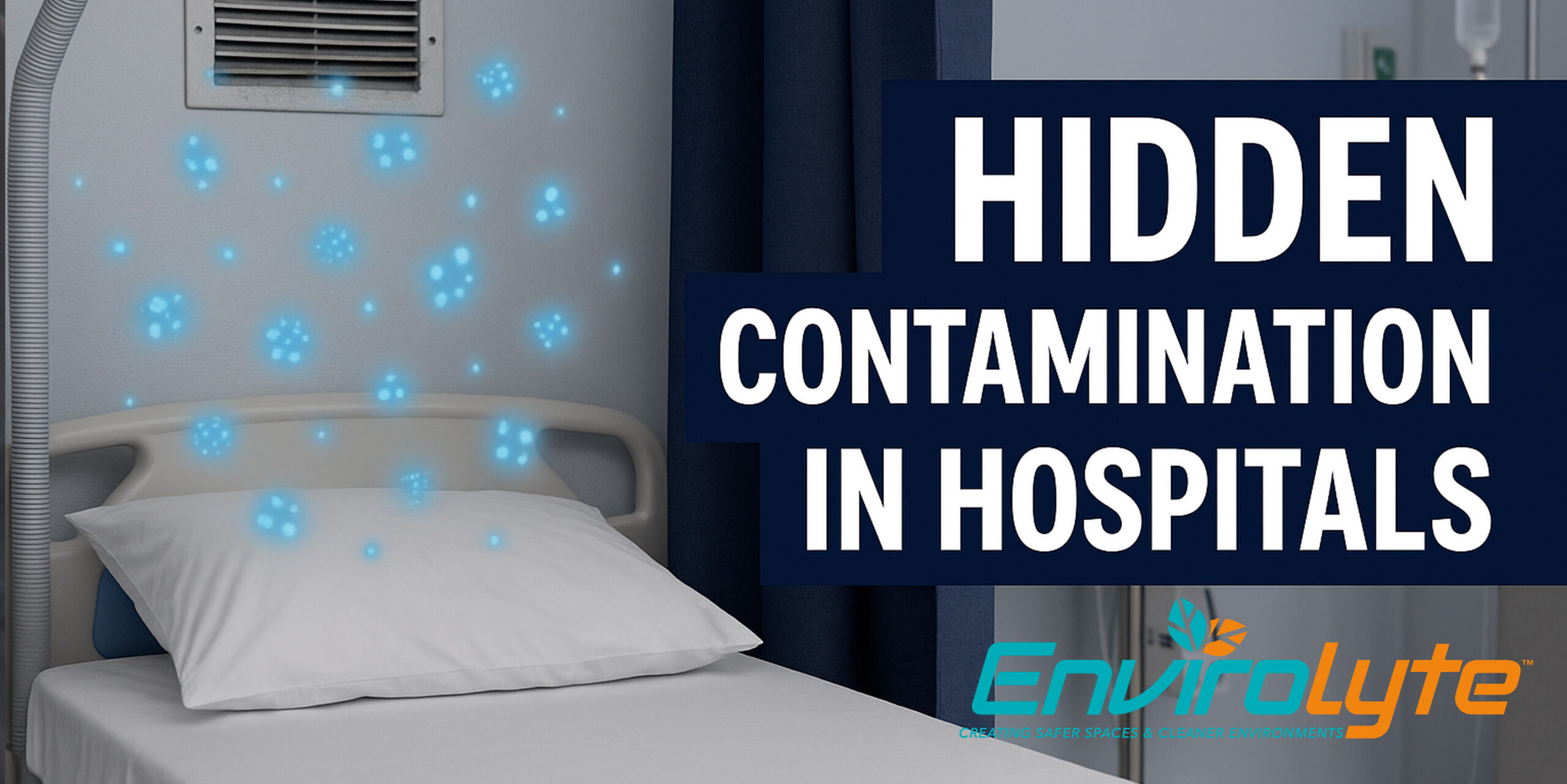 Hospital environmental disinfection with HOCl fogging by Envirolyte USA Hospital corridor with advanced disinfection and HOCl fogging system from Envirolyte USA