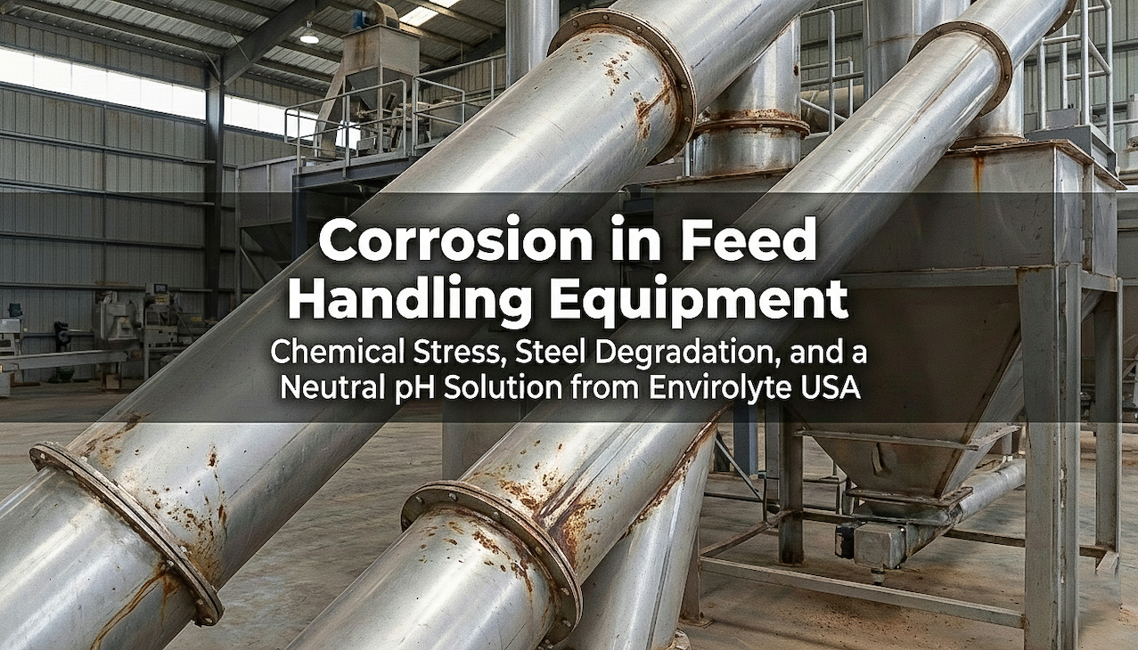 Stainless steel feed handling equipment exposed to clean in place sanitation chemistry and corrosion risk factors